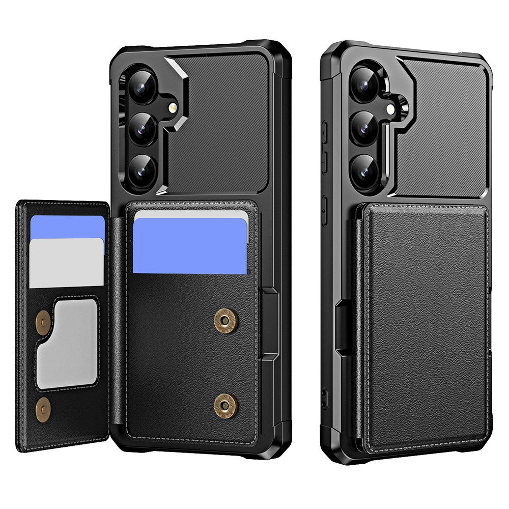 For Samsung Galaxy A55 5G Case Card Slot Kickstand Leather+TPU Reinforced Corner Phone Cover