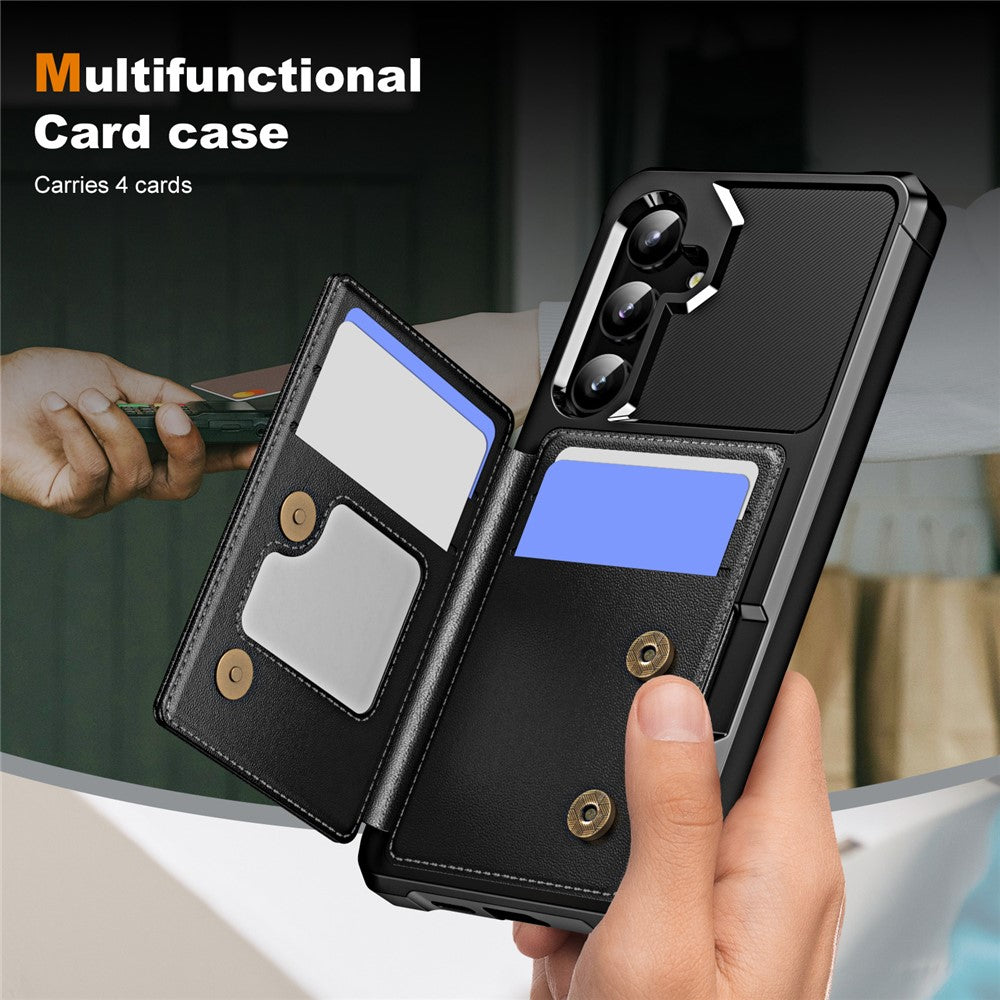 For Samsung Galaxy A55 5G Case Card Slot Kickstand Leather+TPU Reinforced Corner Phone Cover