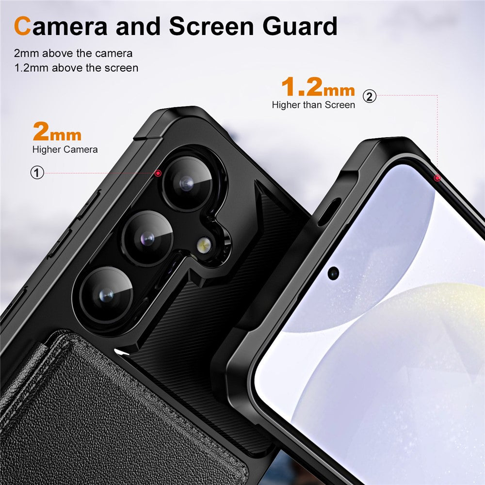 For Samsung Galaxy A55 5G Case Card Slot Kickstand Leather+TPU Reinforced Corner Phone Cover