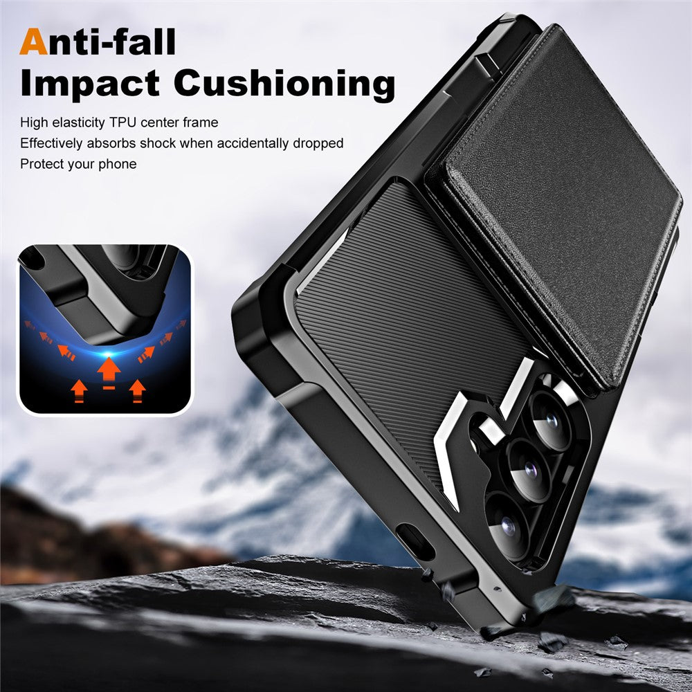 For Samsung Galaxy A55 5G Case Card Slot Kickstand Leather+TPU Reinforced Corner Phone Cover