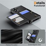 For Samsung Galaxy A55 5G Case Card Slot Kickstand Leather+TPU Reinforced Corner Phone Cover
