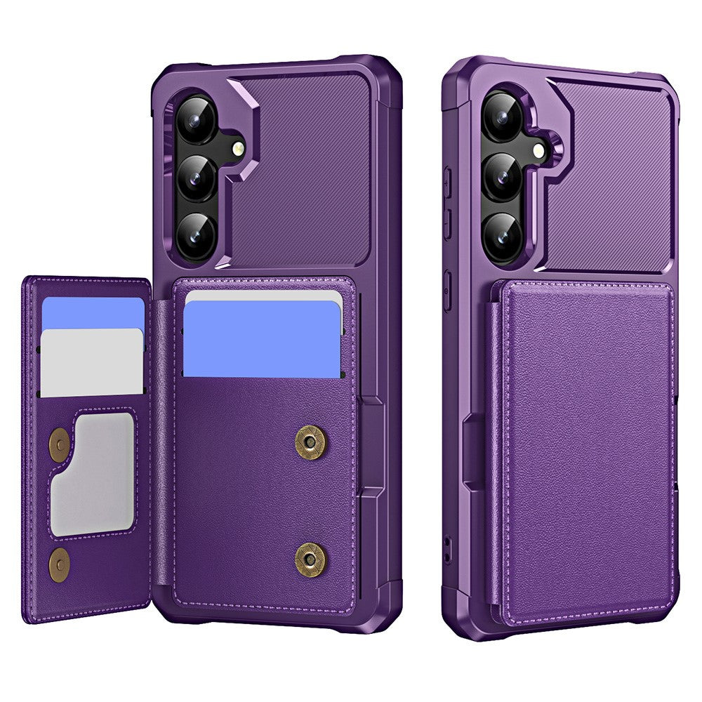 For Samsung Galaxy A55 5G Case Card Slot Kickstand Leather+TPU Reinforced Corner Phone Cover