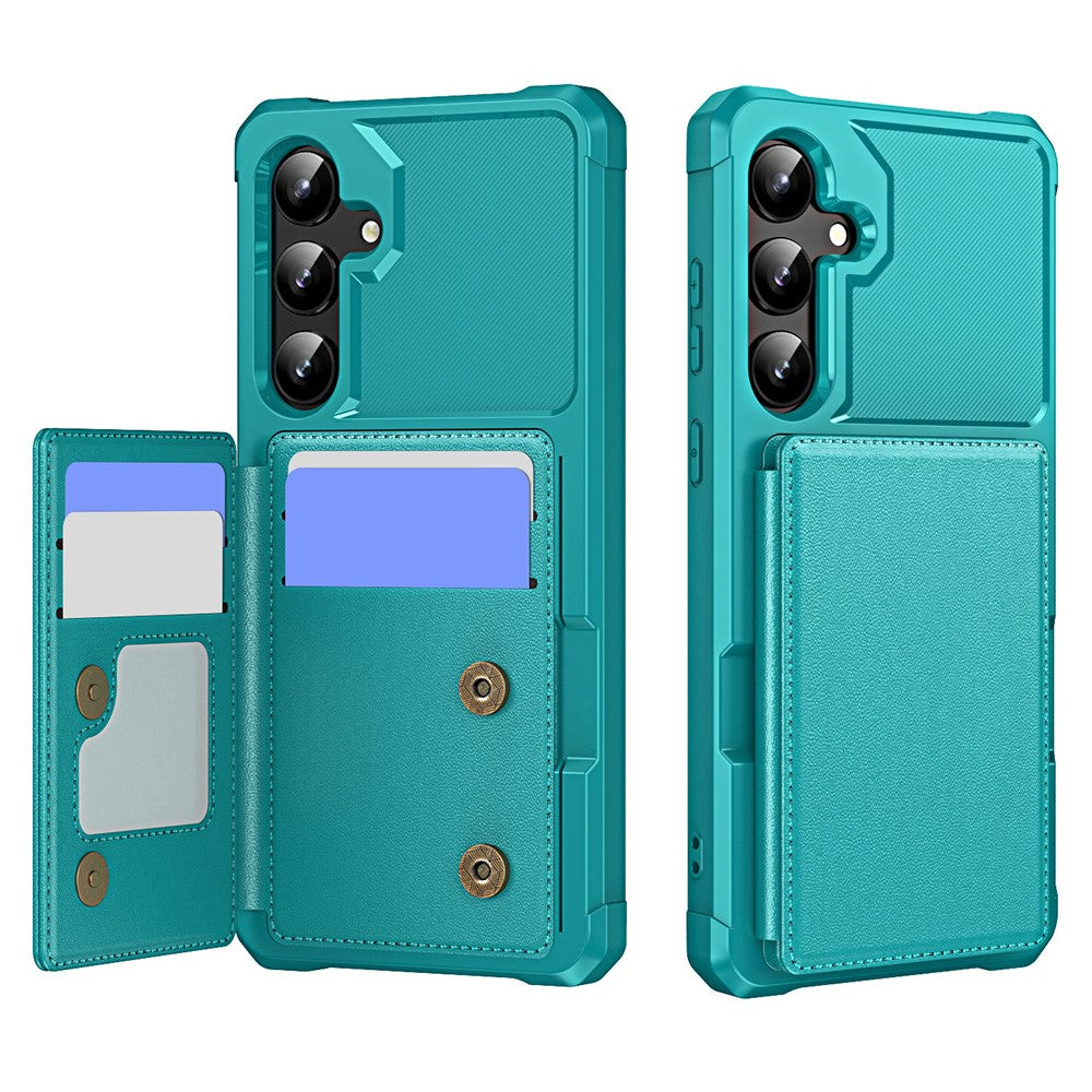For Samsung Galaxy A55 5G Case Card Slot Kickstand Leather+TPU Reinforced Corner Phone Cover