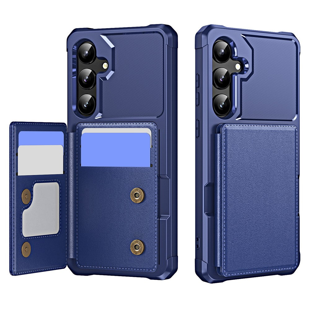 For Samsung Galaxy A55 5G Case Card Slot Kickstand Leather+TPU Reinforced Corner Phone Cover