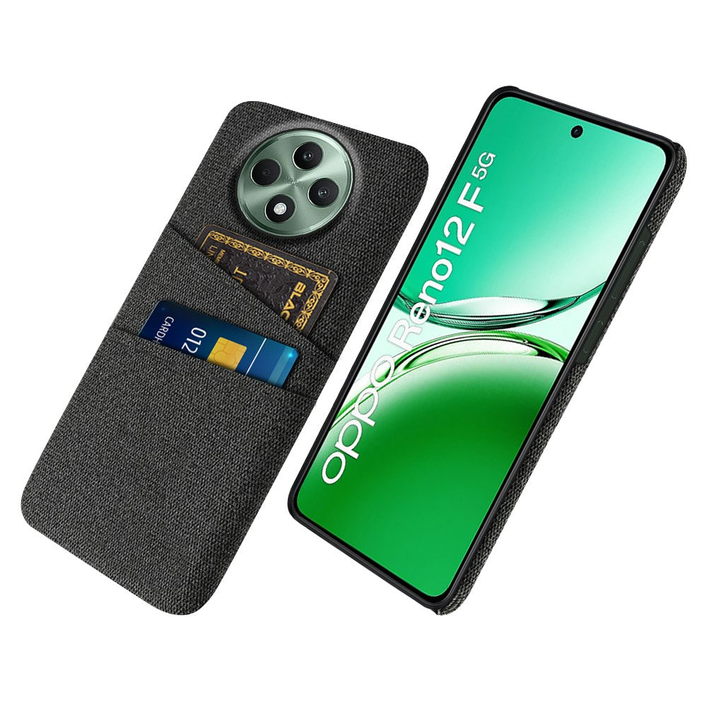 Oppo Reno12 F 5G-skal i tyg + hårt PC-mobilskal med dubbla kortplatser