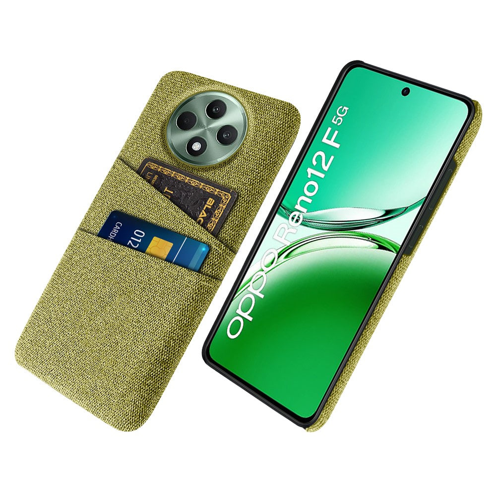 Oppo Reno12 F 5G-skal i tyg + hårt PC-mobilskal med dubbla kortplatser