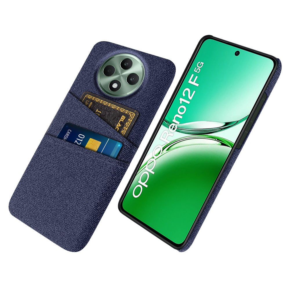 Oppo Reno12 F 5G-skal i tyg + hårt PC-mobilskal med dubbla kortplatser