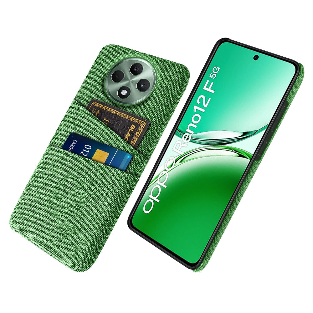 Oppo Reno12 F 5G-skal i tyg + hårt PC-mobilskal med dubbla kortplatser