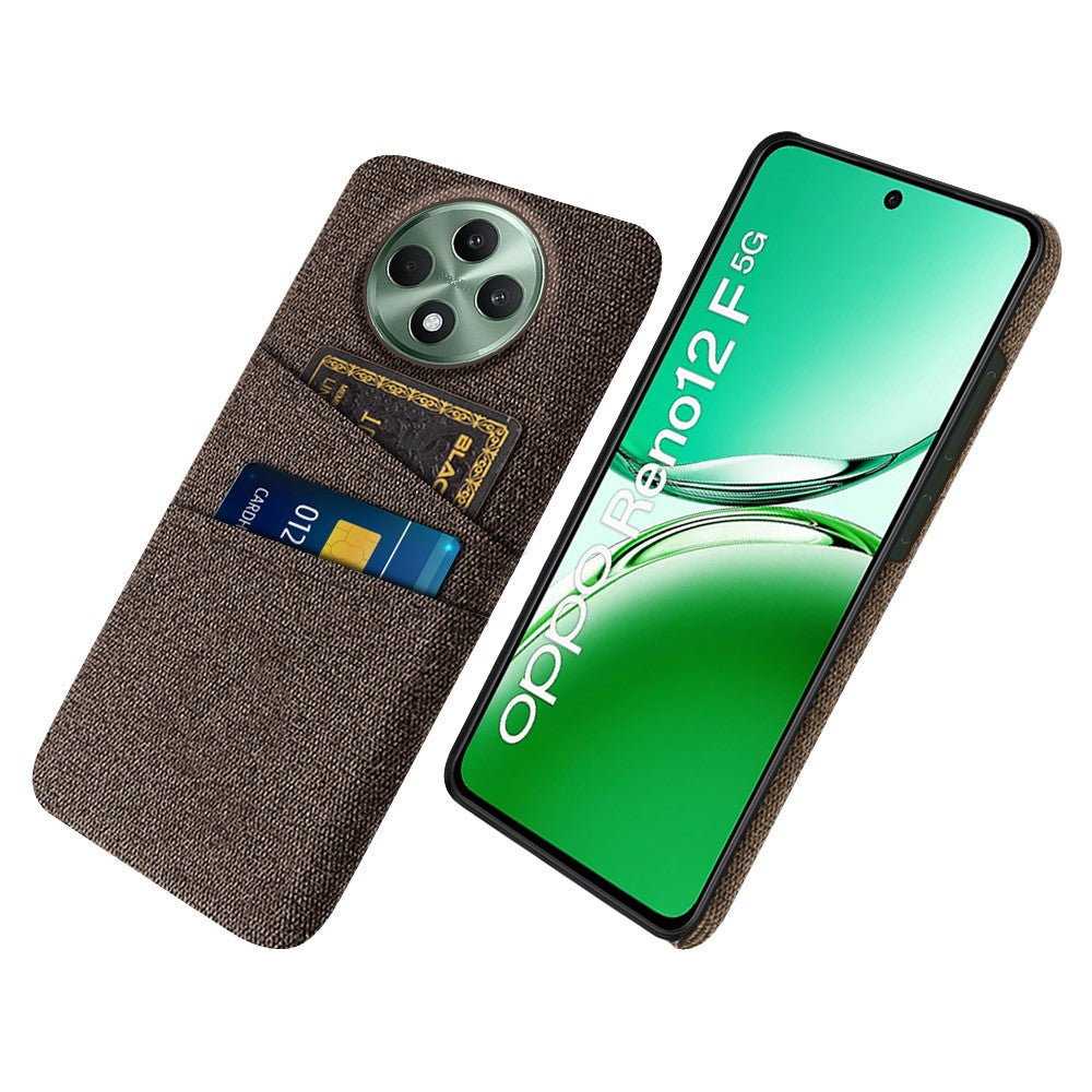 Oppo Reno12 F 5G-skal i tyg + hårt PC-mobilskal med dubbla kortplatser