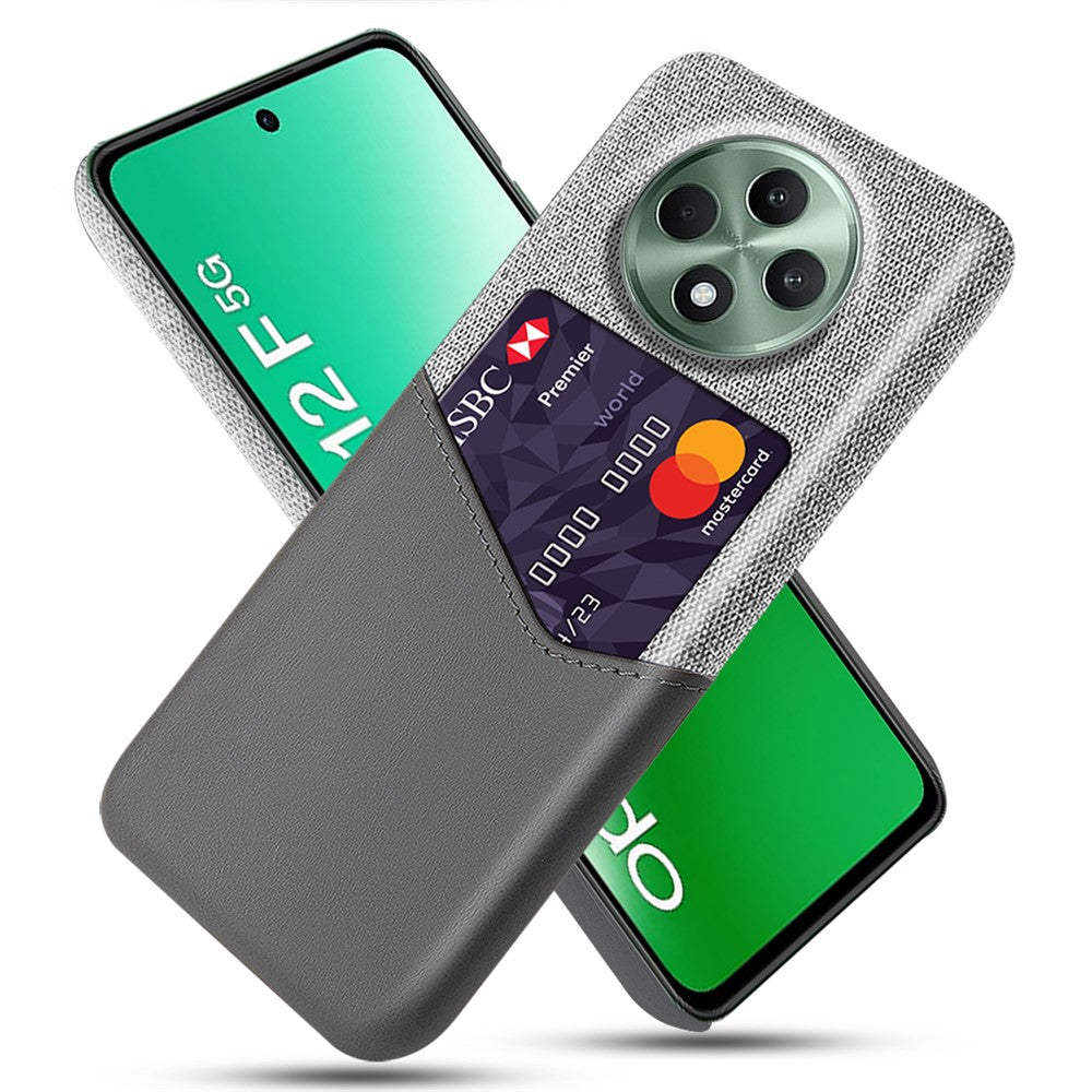 Oppo Reno12 F 5G-skal Tygtextur PU-läder Hårt PC-kortplats mobilskal