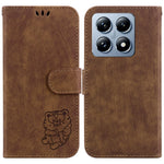 Xiaomi 14T Pro Plånboksfodral Tiger Imprint Läder Stötsäkert mobilfodral