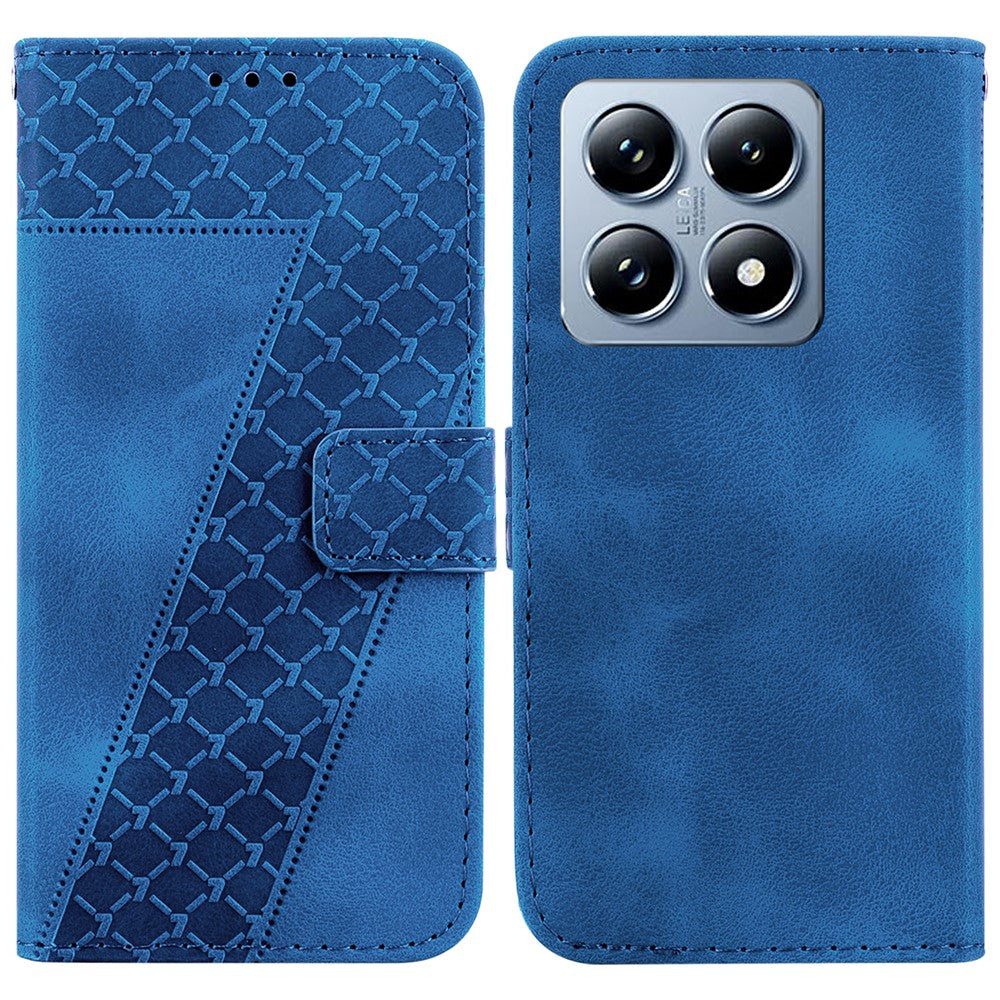 For Xiaomi 14T Pro Stand Case 7-Shaped Pattern Imprint Leather Phone Cover