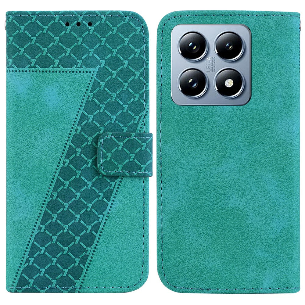 For Xiaomi 14T Pro Stand Case 7-Shaped Pattern Imprint Leather Phone Cover