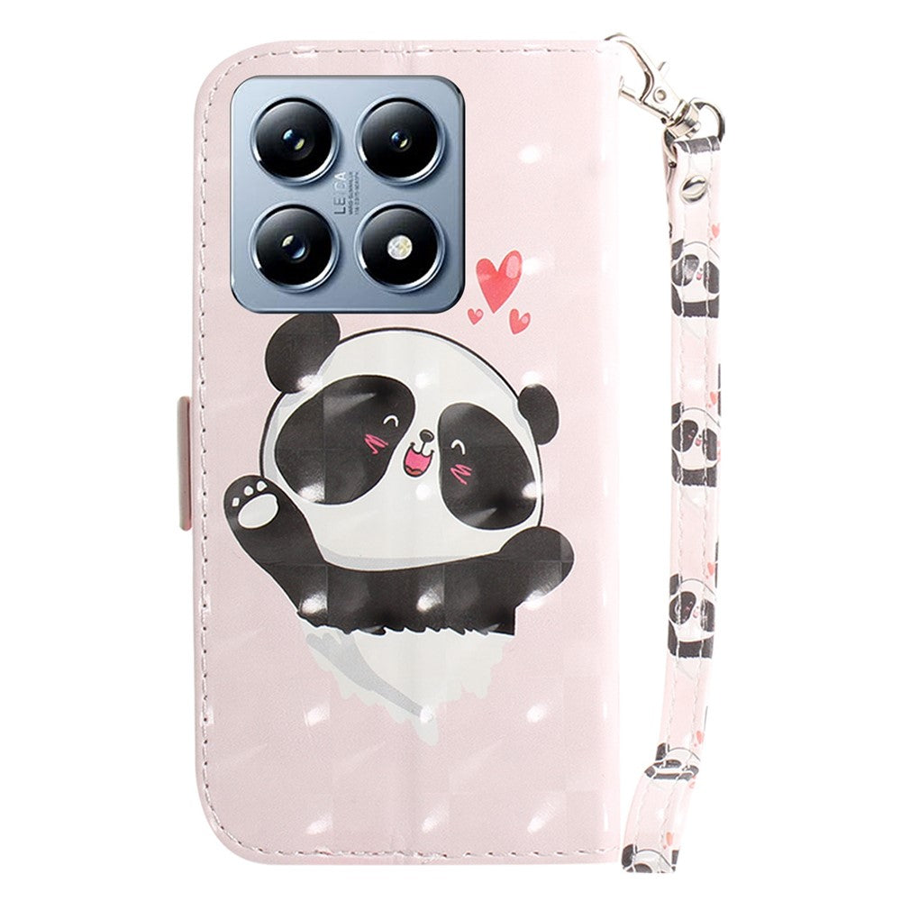 For Xiaomi 14T Pro Case Pattern Printing Leather Wallet Phone Cover with Wrist Strap