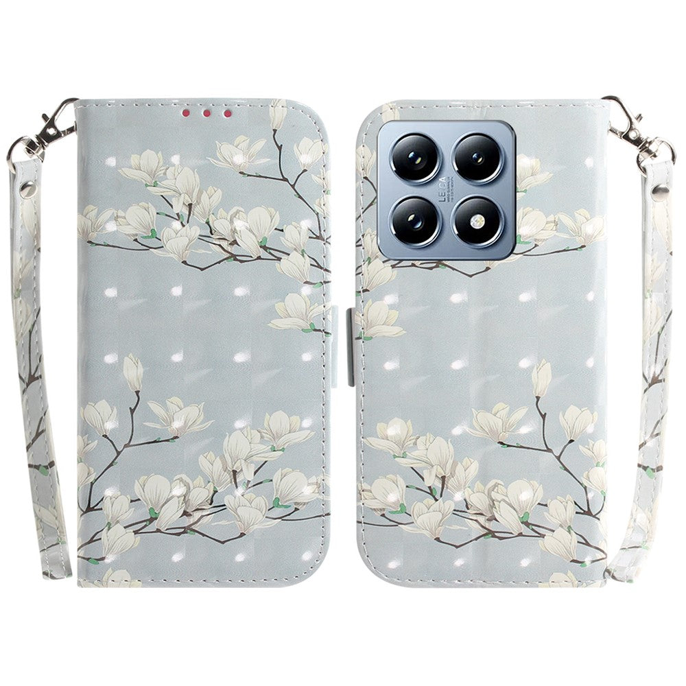 For Xiaomi 14T Pro Case Pattern Printing Leather Wallet Phone Cover with Wrist Strap
