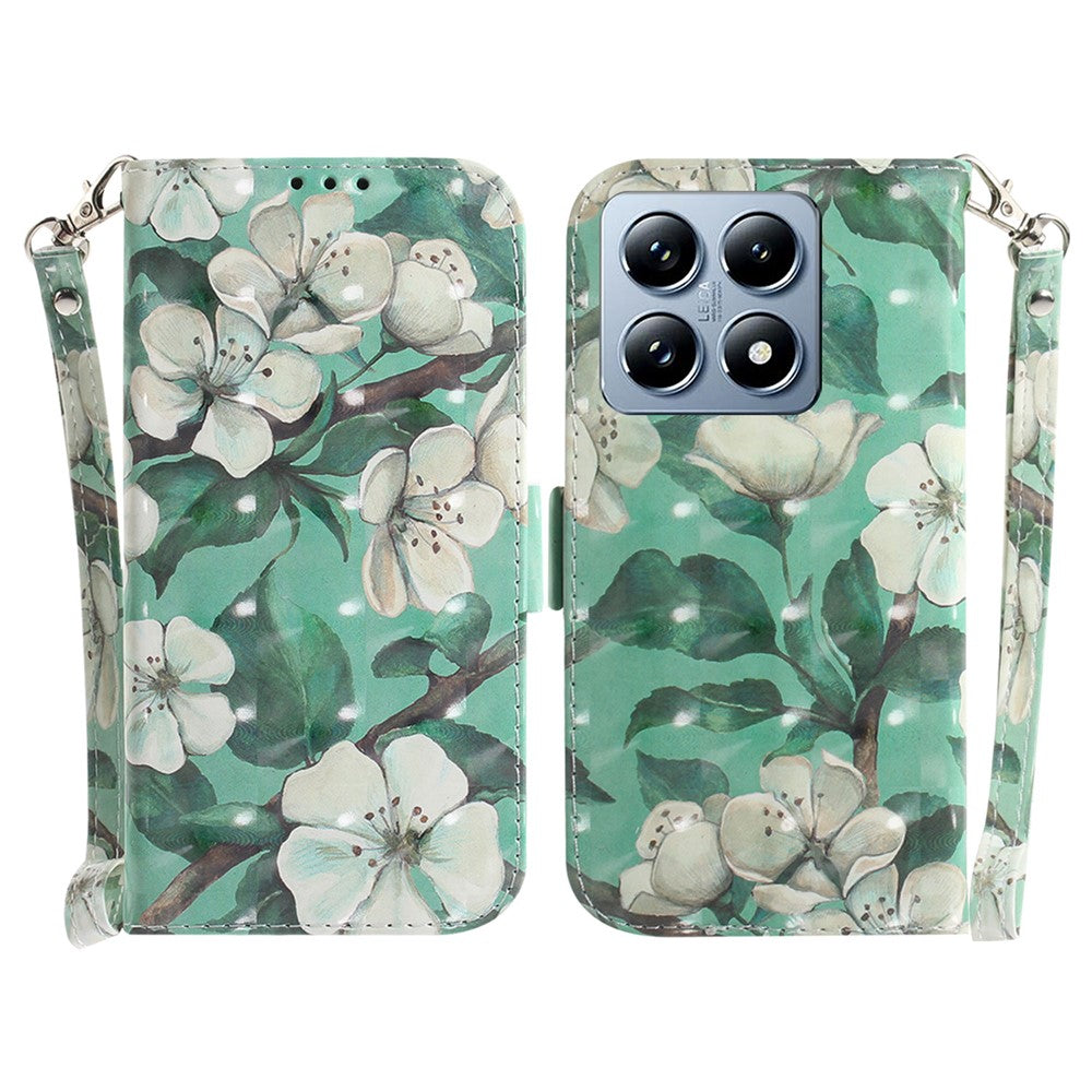 For Xiaomi 14T Pro Case Pattern Printing Leather Wallet Phone Cover with Wrist Strap