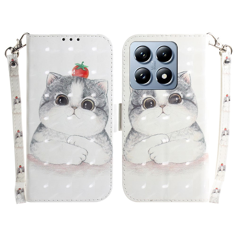 For Xiaomi 14T Pro Case Pattern Printing Leather Wallet Phone Cover with Wrist Strap