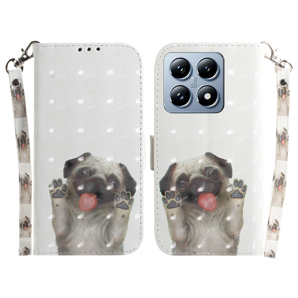 For Xiaomi 14T Pro Case Pattern Printing Leather Wallet Phone Cover with Wrist Strap