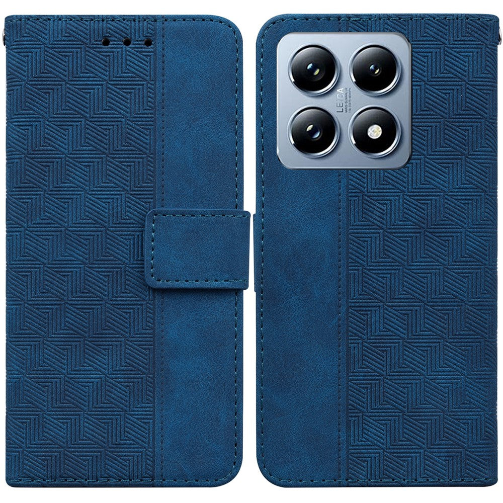 For Xiaomi 14T Case Geometry Pattern Leather Wallet Phone Cover with Wrist Strap