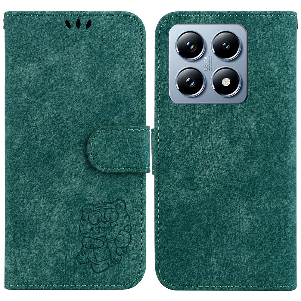 For Xiaomi 14T Wallet Case Tiger Imprint Leather Shockproof Phone Cover