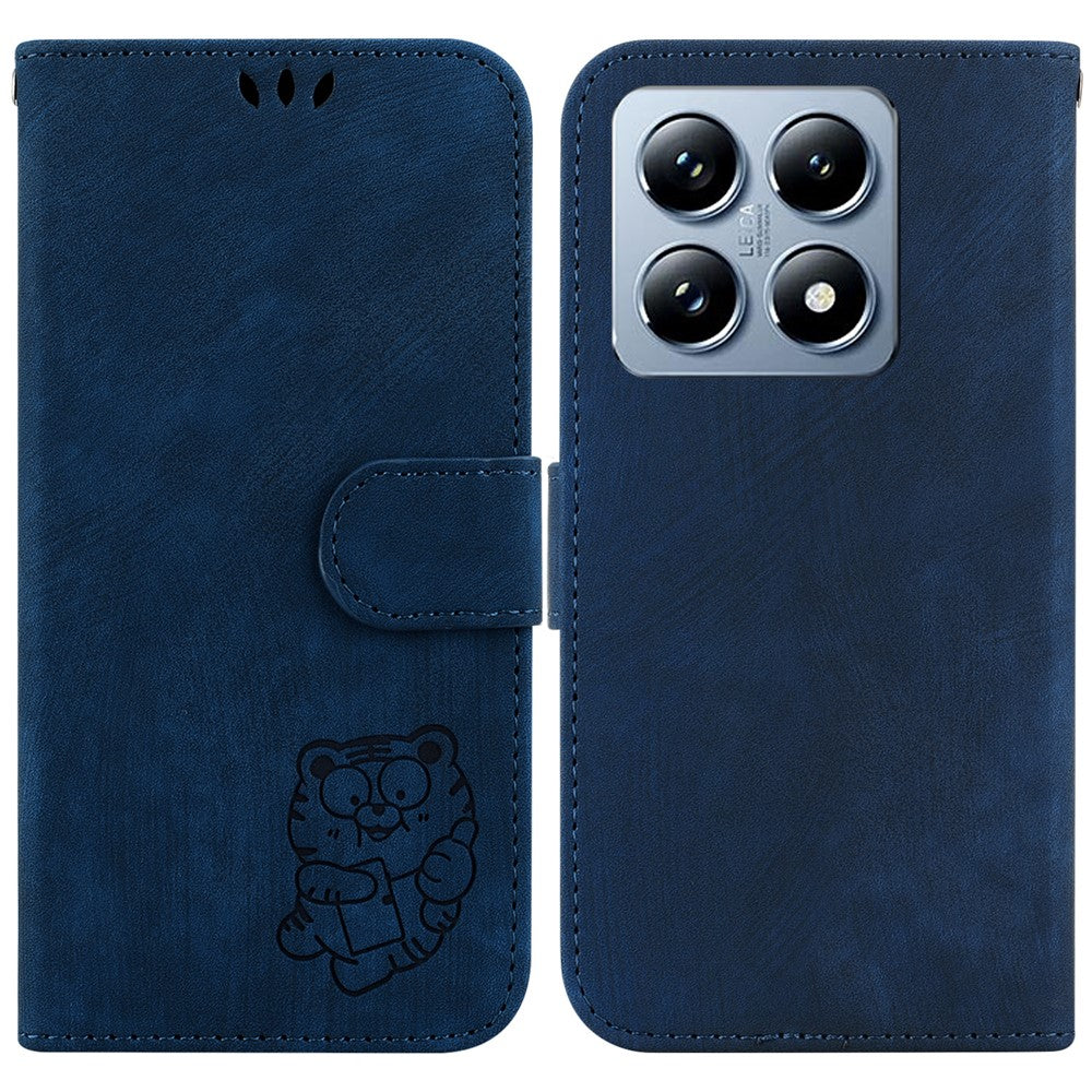 For Xiaomi 14T Wallet Case Tiger Imprint Leather Shockproof Phone Cover