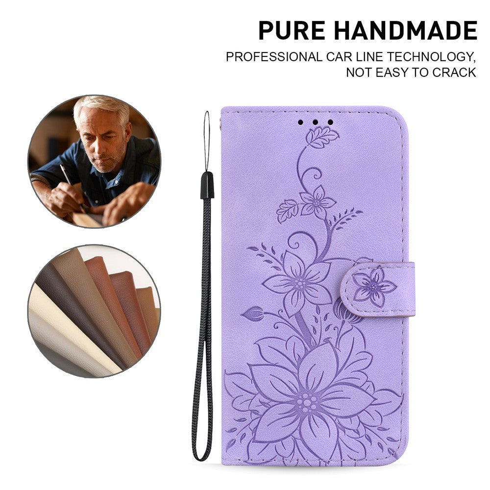 For Xiaomi 14T Case Lily Flower Imprint Leather Phone Cover with Stand