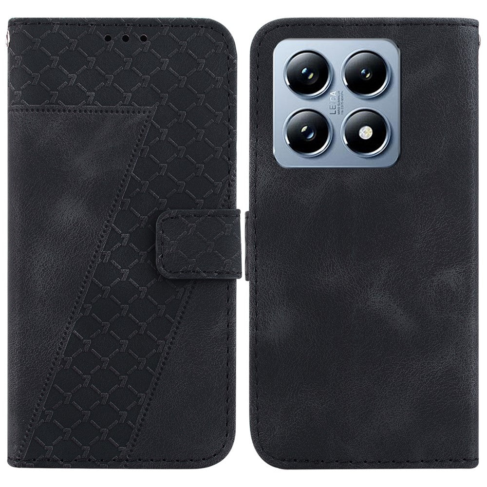 For Xiaomi 14T Stand Case 7-Shaped Pattern Imprint Leather Phone Cover