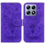 For Xiaomi 14T Case PU Leather Wallet Phone Cover Butterfly Flower Imprint