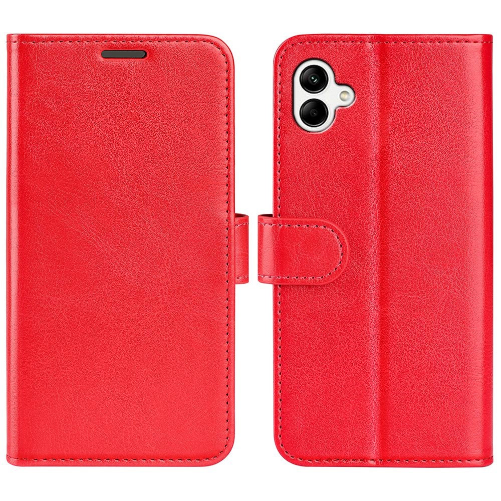 Crazy Horse tekstur faldbeskyttende pung-etui til Samsung Galaxy A04 4G (164,4 x 76,3 x 9,1 mm), foldbar stand PU-læder + TPU Folio Flip telefoncover