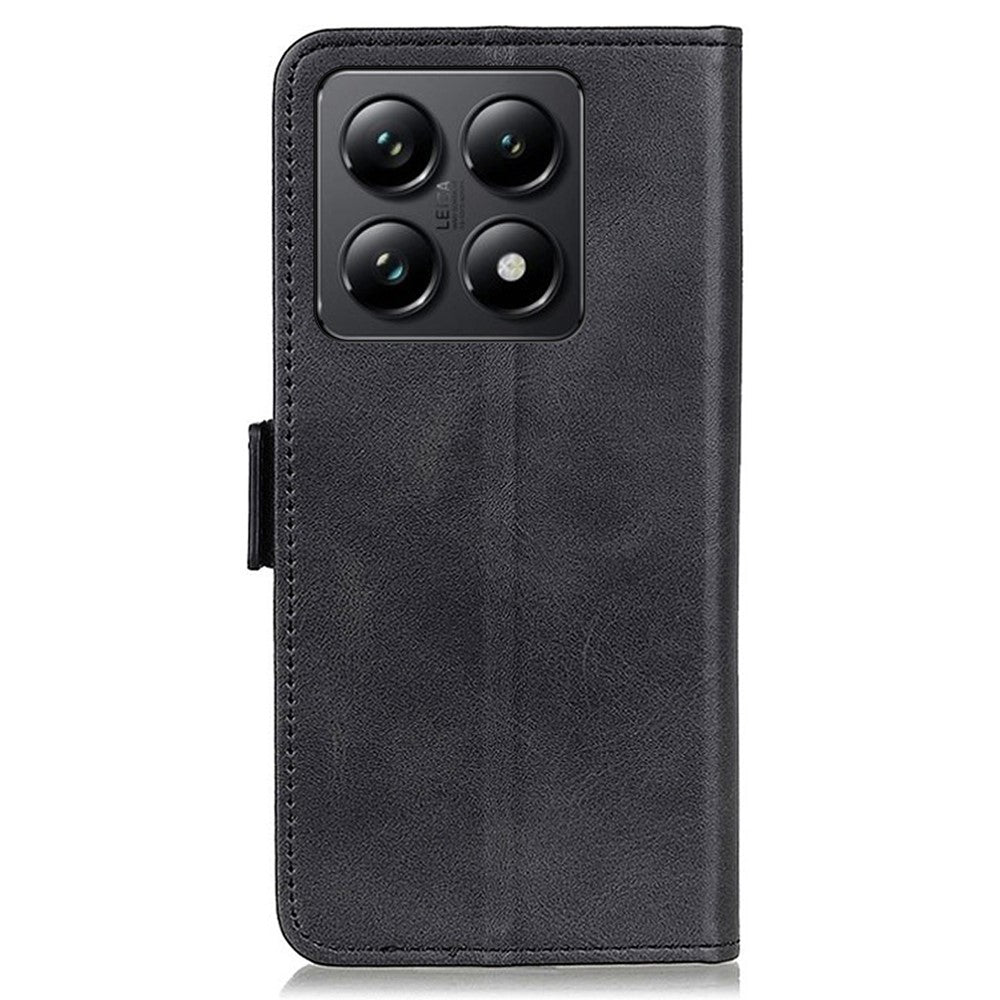 Xiaomi 14T Pro-skal i läder med stativ, kohudstruktur, PU-läder