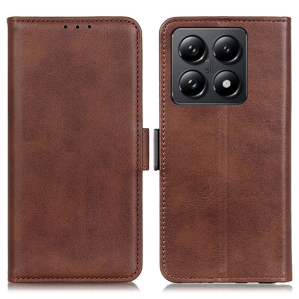 For Xiaomi 14T Case Stand Cowhide Texture PU Leather Phone Cover