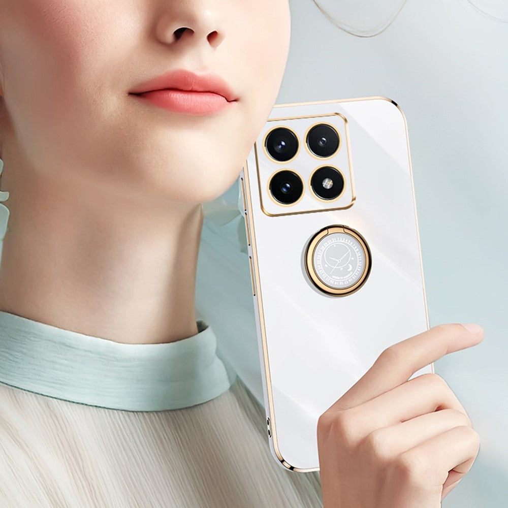 XINLI For Xiaomi 14T Pro Case Ring Kickstand Electroplating TPU Phone Cover