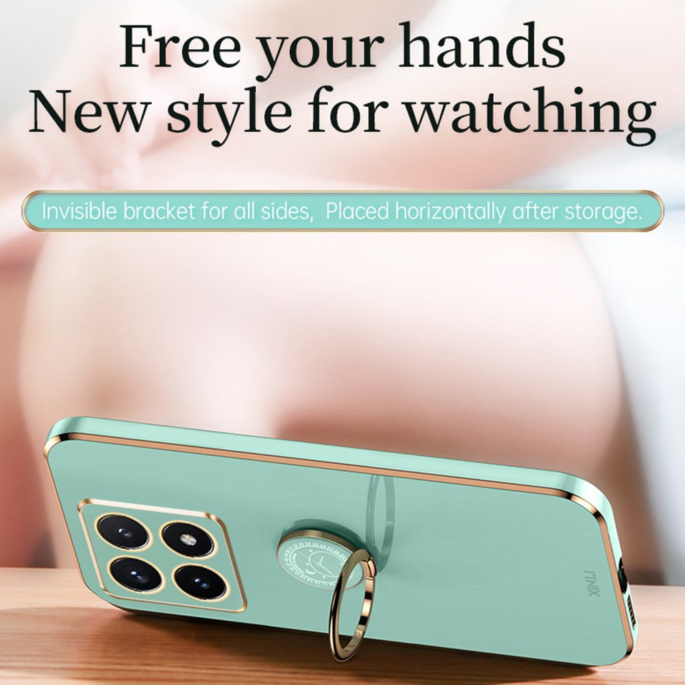 XINLI For Xiaomi 14T Case Ring Kickstand Electroplating TPU Phone Cover