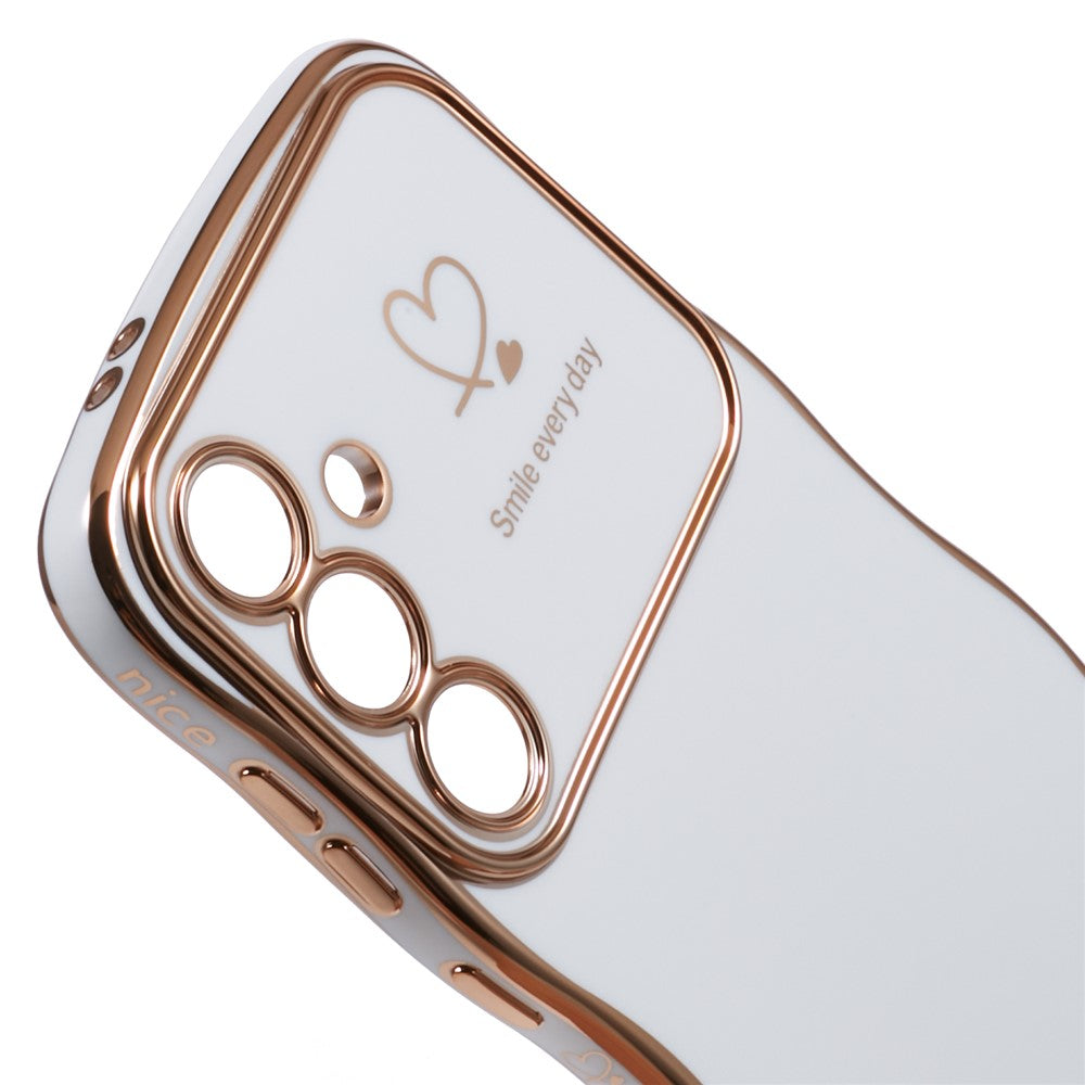 For Samsung Galaxy A34 5G Case Love Hearts TPU Phone Cover Curly Wave Frame Large Window