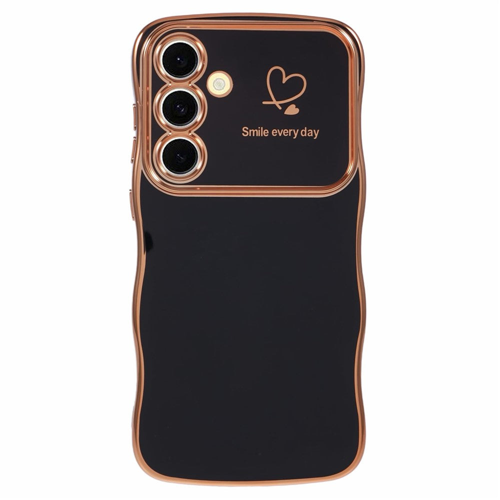 For Samsung Galaxy A55 5G Case Love Hearts TPU Phone Cover Curly Wave Frame Large Window