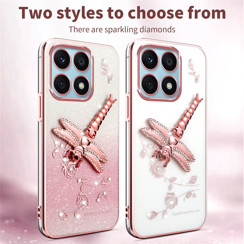KADEM For Xiaomi 14T Case Dragonfly Kickstand TPU Flowers Glitter Phone Cover