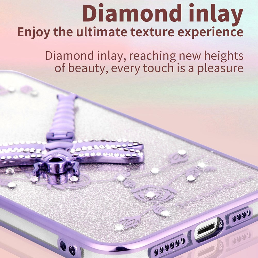 KADEM For Xiaomi 14T Case Dragonfly Kickstand TPU Flowers Glitter Phone Cover