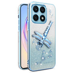KADEM For Xiaomi 14T Case Dragonfly Kickstand TPU Flowers Glitter Phone Cover