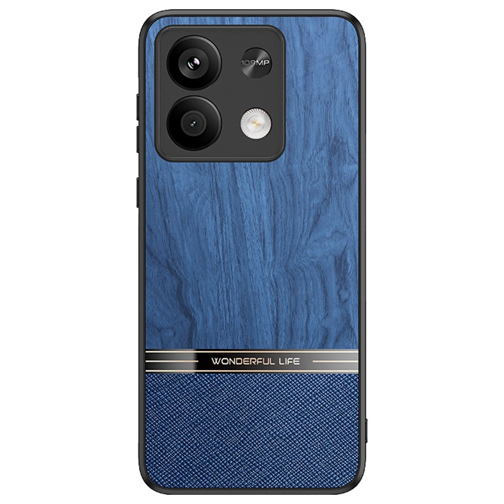 For Xiaomi Redmi Note 13 5G Case Wood Texture Leather Coated TPU Phone Protective Cover