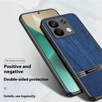 For Xiaomi Redmi Note 13 5G Case Wood Texture Leather Coated TPU Phone Protective Cover