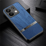 For Xiaomi Redmi Note 13 5G Case Wood Texture Leather Coated TPU Phone Protective Cover