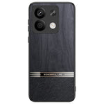 For Xiaomi Redmi Note 13 5G Case Wood Texture Leather Coated TPU Phone Protective Cover