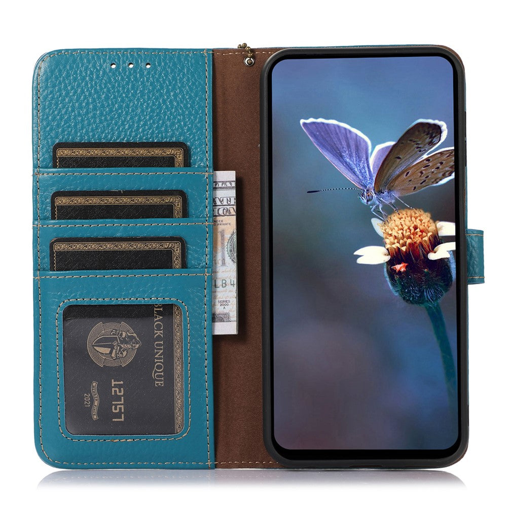 For Samsung Galaxy S25 Ultra Case RFID Blocking Litchi Texture Genuine Cow Leather Phone Cover