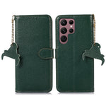 For Samsung Galaxy S25 Ultra Case RFID Blocking Litchi Texture Genuine Cow Leather Phone Cover