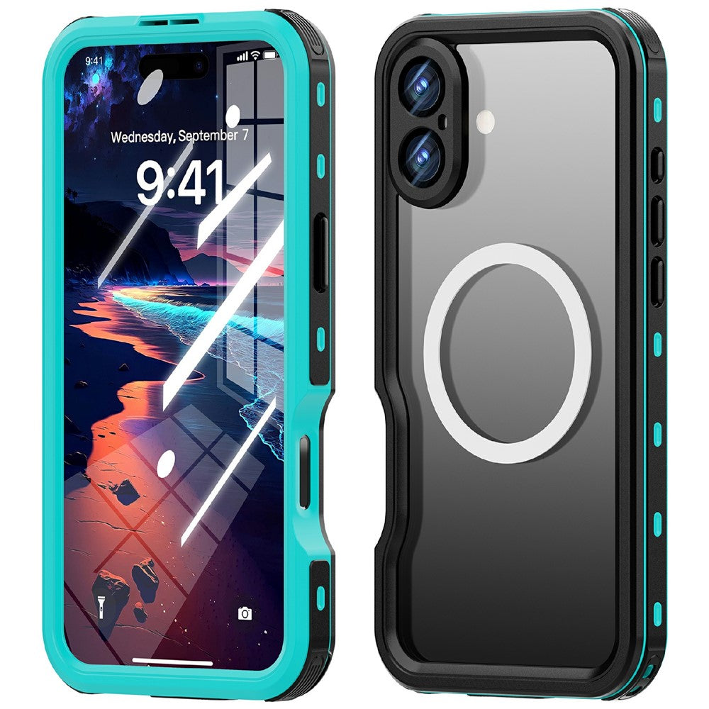 REDPEPPER D-UP Series Cover til iPhone 16 Plus IP68 Vandtæt Telefoncover med Gennemsigtig Bagside Kompatibelt med MagSafe