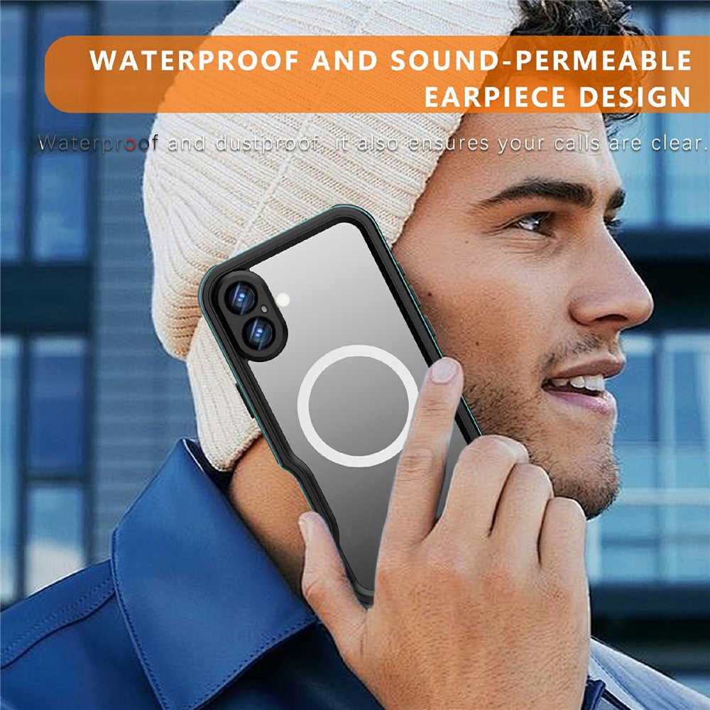 REDPEPPER D-UP Series For iPhone 16 Plus Case IP68 Waterproof Clear Back Panel Phone Cover Compatible with MagSafe