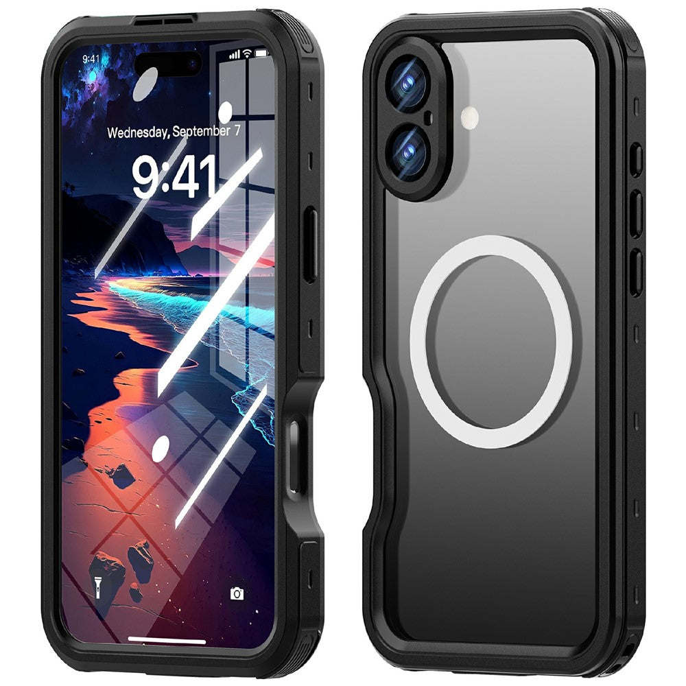 REDPEPPER D-UP Series For iPhone 16 Plus Case IP68 Waterproof Clear Back Panel Phone Cover Compatible with MagSafe