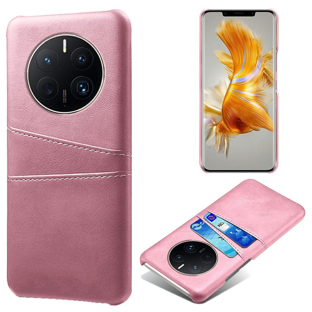 Støvtæt, anti-fingeraftryks-PC+PU-lædermobilcover til Huawei Mate 50 Pro 4G med to kortpladser, beskyttende cover
