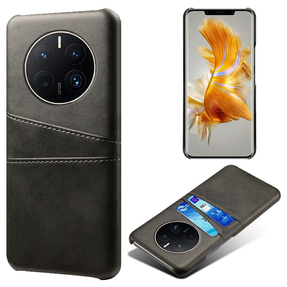 Støvtæt, anti-fingeraftryks-PC+PU-lædermobilcover til Huawei Mate 50 Pro 4G med to kortpladser, beskyttende cover