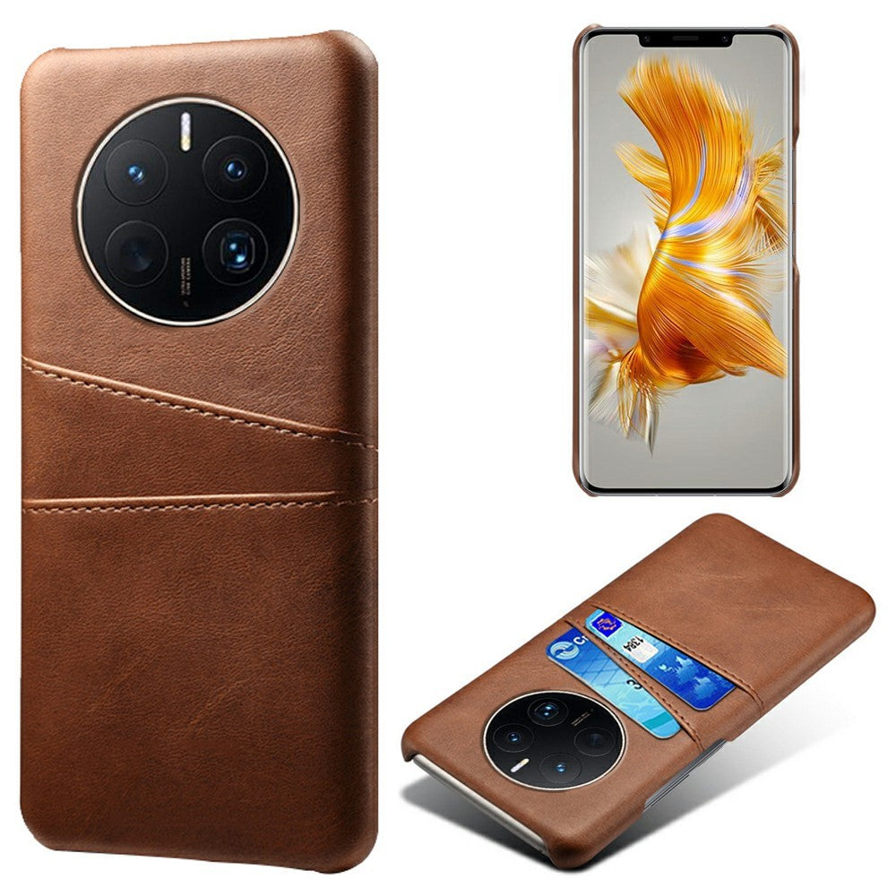 Støvtæt, anti-fingeraftryks-PC+PU-lædermobilcover til Huawei Mate 50 Pro 4G med to kortpladser, beskyttende cover